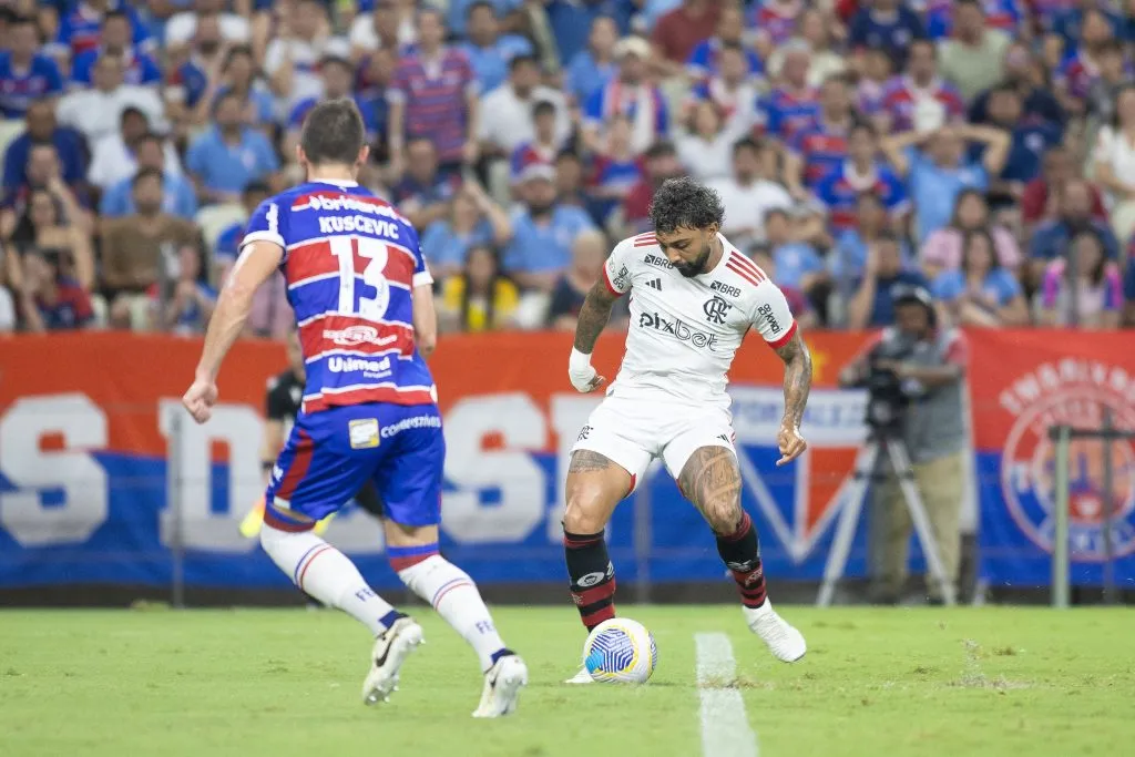 Gabigol jogador do Flamengo durante partida contra o Fortaleza pelo Campeonato Brasileiro A 2024. Foto: Baggio Rodrigues/AGIF