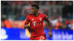 Kingsley Coman pelo Bayern de Munique em partida da UEFA Champions League. Foto: PA Images / Alamy Stock Photo