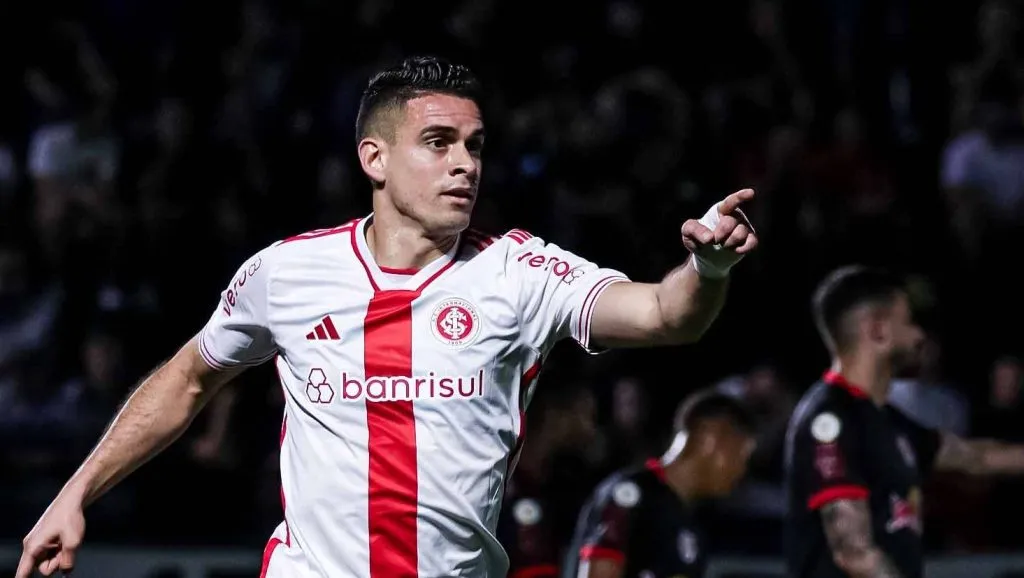 Foto: IMAGO /&nbsp;Pera Photo Press – Borré marcou um dos gols do Internacional em vitória contra time paulista.