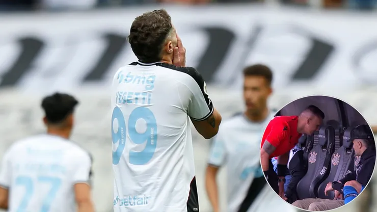 Vegetti foi retirado pela arbitragem de banco do Vasco em jogo contra Corinthians - Fotos: Getty Images e Reprodução/TV Globo