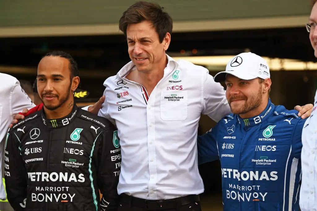 Wolff, Hamilton e Bottas em 2021