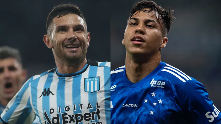 Adrian Martinez e Kaio Jorge, de Racing e Cruzeiro. Foto: Daniel Jayo/Getty Images; Alessandra Torres/AGIF