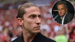 Filipe Luís não concordou com ordem de Landim de barrar Gabigol contra o Cuiabá - Fotos: Getty Images e Divulgação