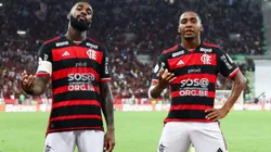 Gerson e Lorran comemorando gol do Flamengo. Foto: Gilvan de Souza / Flamengo