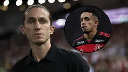 Filipe Luís e Matheus Gonçalves, do Flamengo. Fotos: Jorge Rodrigues e Thiago Ribeiro/AGIF