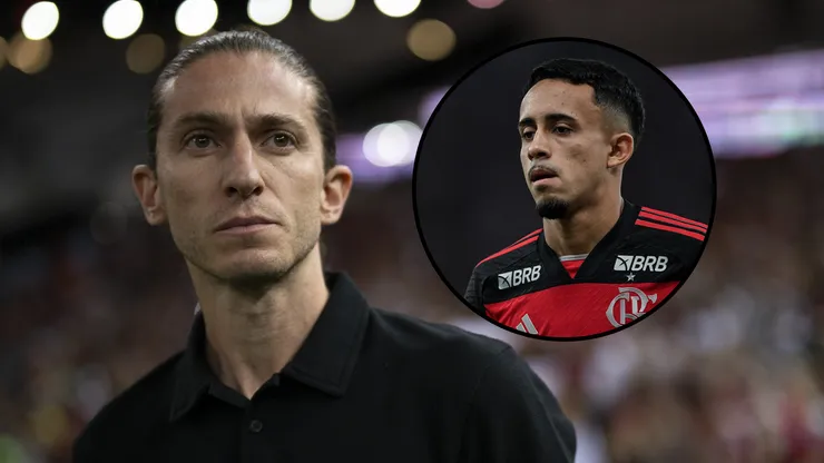 Filipe Luís e Matheus Gonçalves, do Flamengo. Fotos: Jorge Rodrigues e Thiago Ribeiro/AGIF