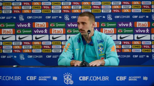 Léo Ortiz jogador do Flamengo durante em coletiva de imprensa antes do treino do Brasil. Foto: Jhony Pinho/AGIF