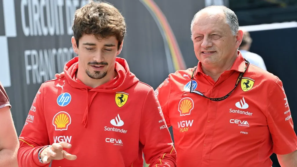 Fred Vasseur e Leclerc no GP da Bélgica