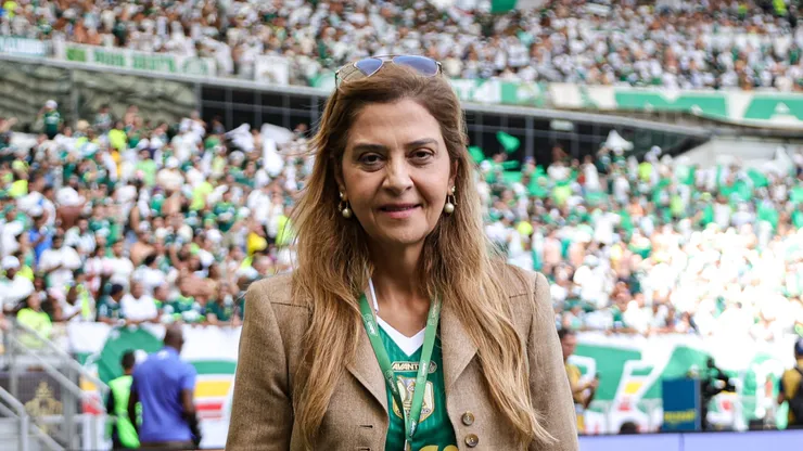 Leila Pereira, presidente do Palmeiras, em jogo com o São Paulo