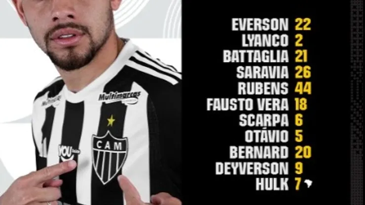 Escalação do Atlético-MG.