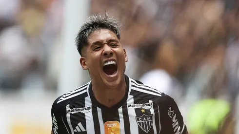 Zaracho comemorando gol pelo Galo na Arena MRV.
