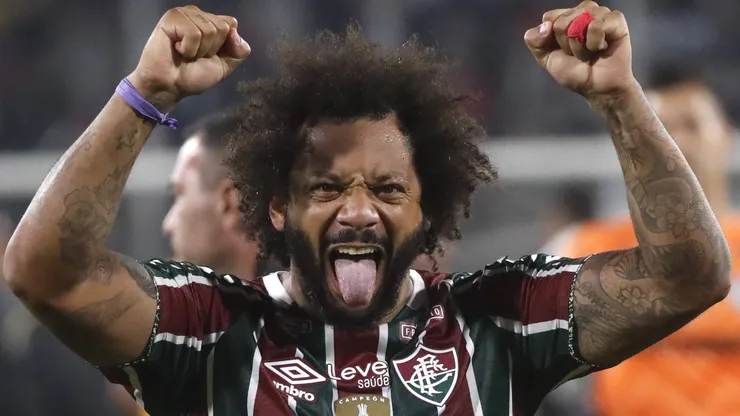 Marcelo comemorando em partida entre Fluminense e Colo-Colo-CHI, pela Libertadores. Foto: Jonnathan Oyarzun