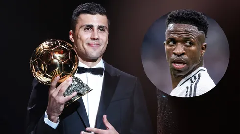 Rodri recebendo troféu de Bola de Ouro. Foto: IMAGO / Xinhua