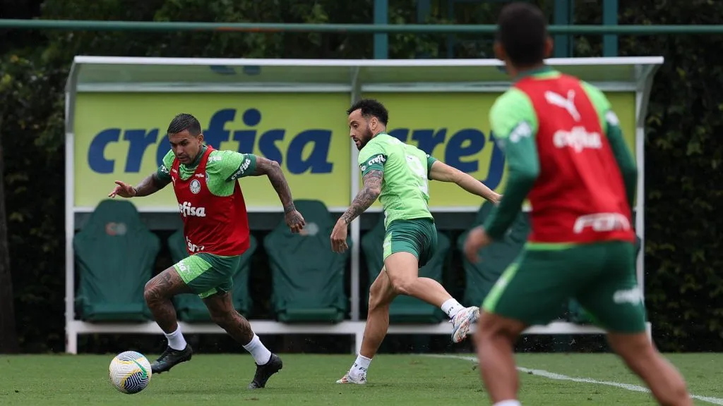 Dudu e Felipe Anderson ignoraram folga e treinaram forte no CT do Palmeiras nesta 2ª – Foto: Cesar Greco/Palmeiras/by Canon