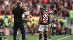Momento da comemoração de Gabigol e Filipe Luís