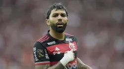 Gabigol comemorando um dos gols da partida. Foto: Alexandre Loureiro/AGIF