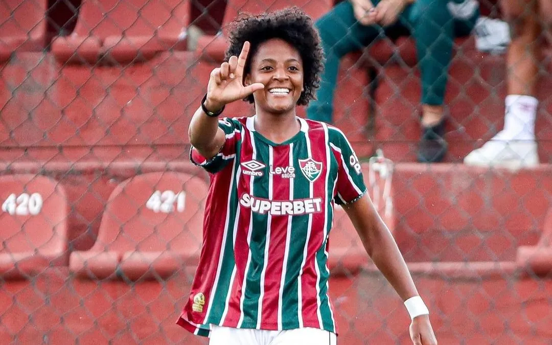 Lurdinha, comemora gol da classificação do Fluminense sobre o Vasco na partida de volta do Campeonato Carioca Feminino. Foto: Marina Garcia/FFC