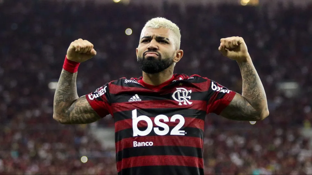 Gabigol comemorando em 2019. Foto: Bruno Baketa/AGIF