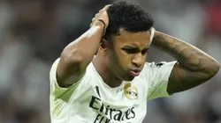 Rodrygo lamentando durante partida entre Real Madrid e Borussia Dortmund, pela UEFA Champions League, no Estádio Santiago Bernabéu. Foto: Jose Breton