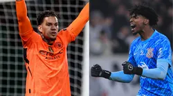Hugo Souza e Ederson tem números comparados na atual temporada. Foto IMAGO e AGIF.