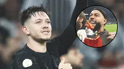 Rodrigo Garro e Memphis Depay comemorando em Corinthians X Palmeiras. Fotos: Rodrigo Coca/Ag. Corinthians