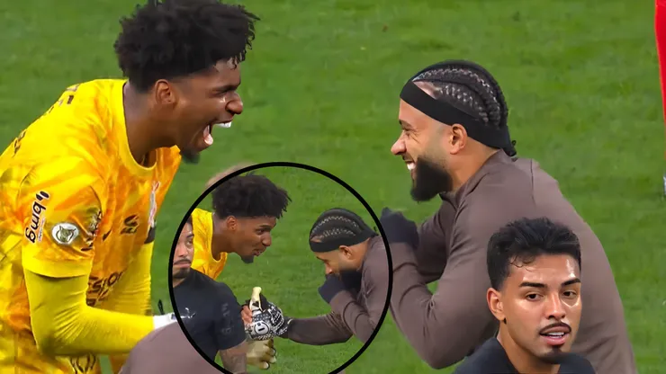 Hugo Souza e Memphis Depay caíram na gargalhada após Corinthians vencer dérbi - Foto: Reprodução/ESPN