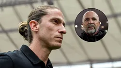 Filipe Luís cita influência de Jorge Sampaoli no atual elenco do Flamengo. Fotos: Thiago Ribeiro/AGIF