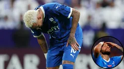 Neymar saiu machucado em jogo desta 2ª feira e ficou irritado no banco - Fotos: Getty Images