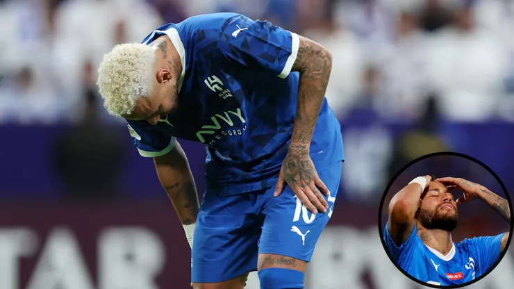 Neymar saiu machucado em jogo desta 2ª feira e ficou irritado no banco - Fotos: Getty Images