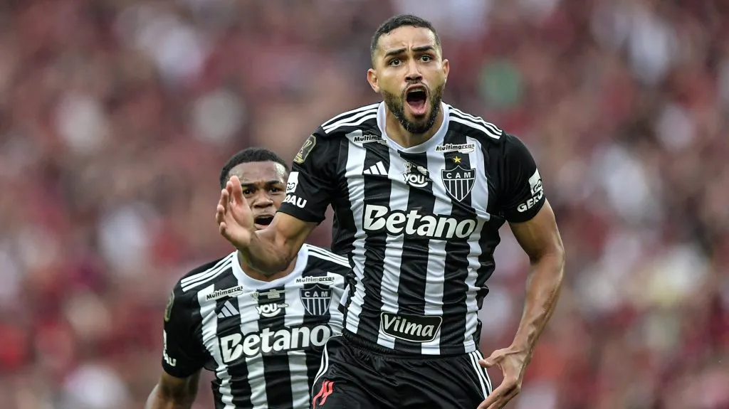 Alan Kardec jogador do Atletico-MG comemora seu gol durante partida contra o Flamengo no estadio Maracana pelo campeonato Copa Do Brasil 2024. Foto: Thiago Ribeiro/AGIF
