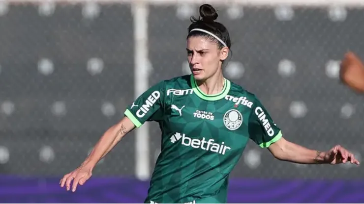 Bruna Calderan, jogadora do Palmeiras durante partida contra a Ferroviária no Paulistão Feminino 2024