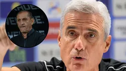 Luís Castro em coletiva pelo Al-Nassr, Ramón Díaz, dirigindo o Corinthians. Foto: Noushad Thekkayil/IMAGO/NurPhoto e Tomaz Fonseca/Thenews2/Imago Images