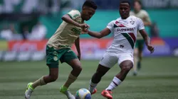 Estêvão jogador do Palmeiras disputa lance com Arias jogador do Fluminense durante partida pelo Campeonato Brasileiro A 2024. Foto: Ettore Chiereguini/AGIF