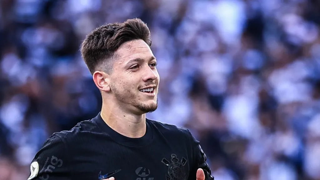 Garro jogador do Corinthians comemora seu gol durante partida contra o Vasco no estadio Arena Corinthians pelo campeonato Brasileiro A 2024. Foto: Marcello Zambrana/AGIF