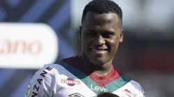 Jhon Arias durante partida entre Atlético-GO e Fluminense, pelo Campeonato Brasileiro, no Estádio Antônio Accioly.