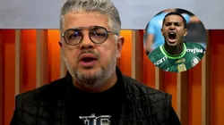 Dudu ainda pode fechar com o Santos - Fotos: Reprodução/TV Bandeirantes (grande) - Cesar Greco/Palmeiras (pequena).