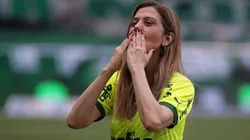 Leila Pereira presidente do Palmeiras durante partida contra o Fortaleza. Foto: Ettore Chiereguini/AGIF