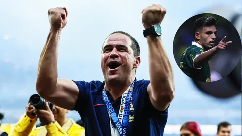 André Jardine em comemoração pelo América-MEX- Foto: Manuel Velasquez/Getty Images e Ettore Chiereguini/AGIF