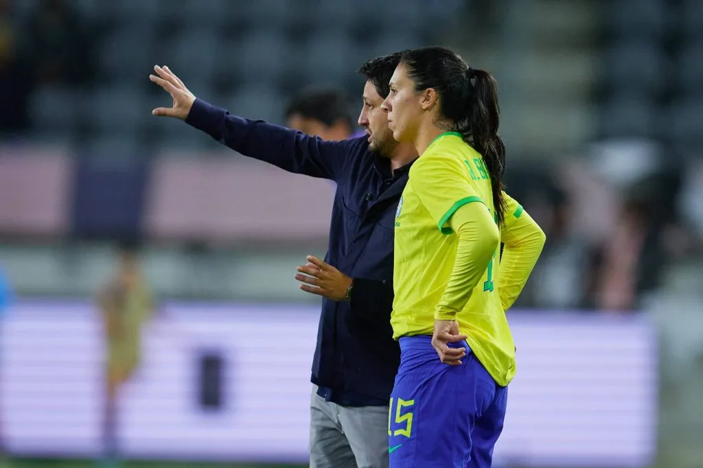 Julia Bianchi durante as quartas de final entre Brasil e Argentina pela Concacaf Womens Gold Cup 2024. Foto: Jorge Martinez/IMAGO