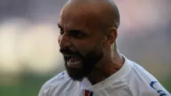 Thaciano jogador do Bahia comemora seu gol durante partida contra o Atletico-GO no estadio Arena Fonte Nova pelo campeonato Brasileiro A 2024. Foto: Jhony Pinho/AGIF