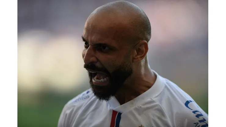 Thaciano jogador do Bahia comemora seu gol durante partida contra o Atletico-GO no estadio Arena Fonte Nova pelo campeonato Brasileiro A 2024. Foto: Jhony Pinho/AGIF
