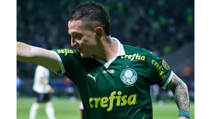 Palmeiras x Liverpool URU SÃO PAULO, SP - 11.04.2024: PALMEIRAS X LIVERPOOL URU - Anibal Moreno celebrates a goal during a match between Palmeiras and Liverpool Uruguay valid for the 2nd round of Conmebol Libertadores 2024 held at Allianz Parque on Thursday night 11. Photo: Yuri Murakami/Fotoarena x2521533x PUBLICATIONxNOTxINxBRA YurixMurakami