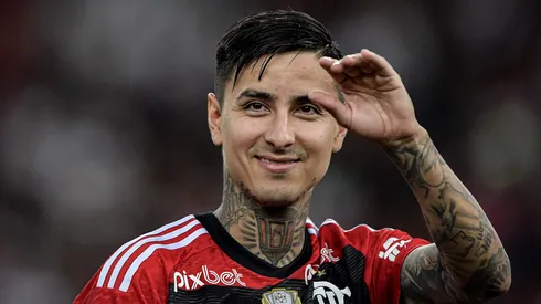 Erick Pulgar jogador do Flamengo durante partida contra o Internacional no estadio Maracana pelo campeonato Brasileiro A 2023.