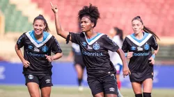 Gurias Gremistas comemoram golaço nos pênaltis sobre o Bahia na final do Brasil Ladies Cup