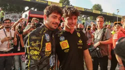 Charles Leclerc e Arthur no GP de Monza