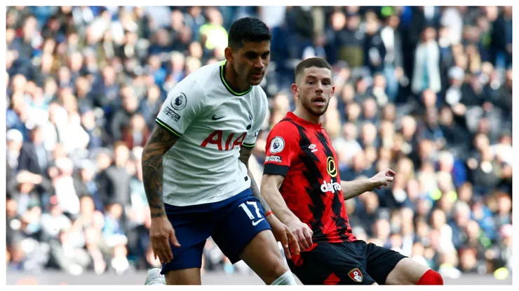 Cristian Romero pelo Tottenham em partida da Premier League diante do Bournemouth. Foto: Action Foto Sport / Alamy Stock Photo