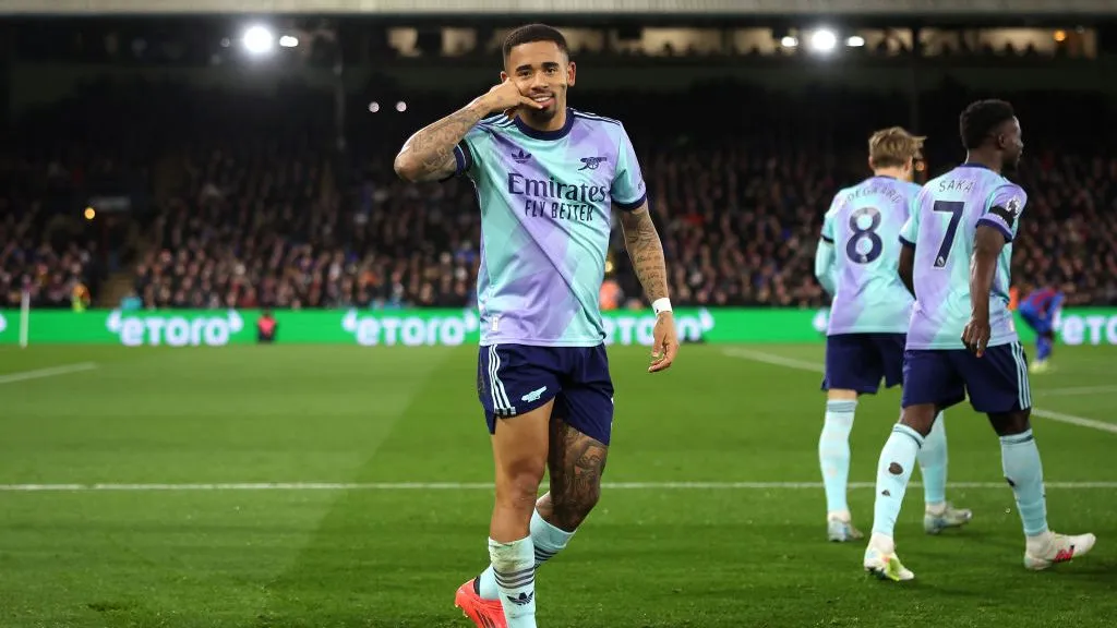 Gabriel Jesus pelo Arsenal em dezembro de 2024. Foto: Alex Pantling/Getty Images