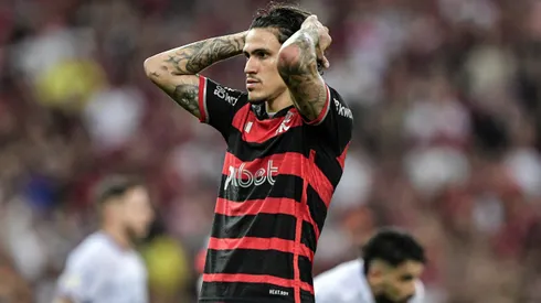 Pedro jogador do Flamengo durante partida contra o Fortaleza. Foto: Thiago Ribeiro/AGIF