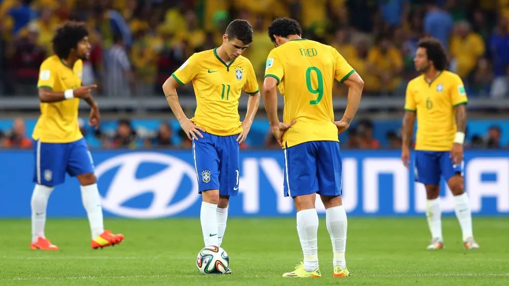 Brasil e Alemanha no 7 a 1 de 2014. Foto: Martin Rose/Getty Images