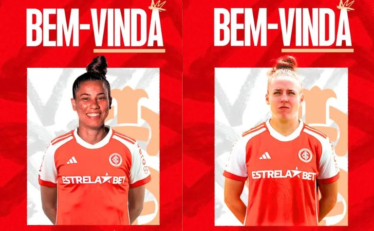 Rafa Mineira, ex-São Paulo e Letícia Debiasi, ex-Botafogo chegam para reforçar o elenco colorada em 2025.    Foto: Divulgação/Internacional